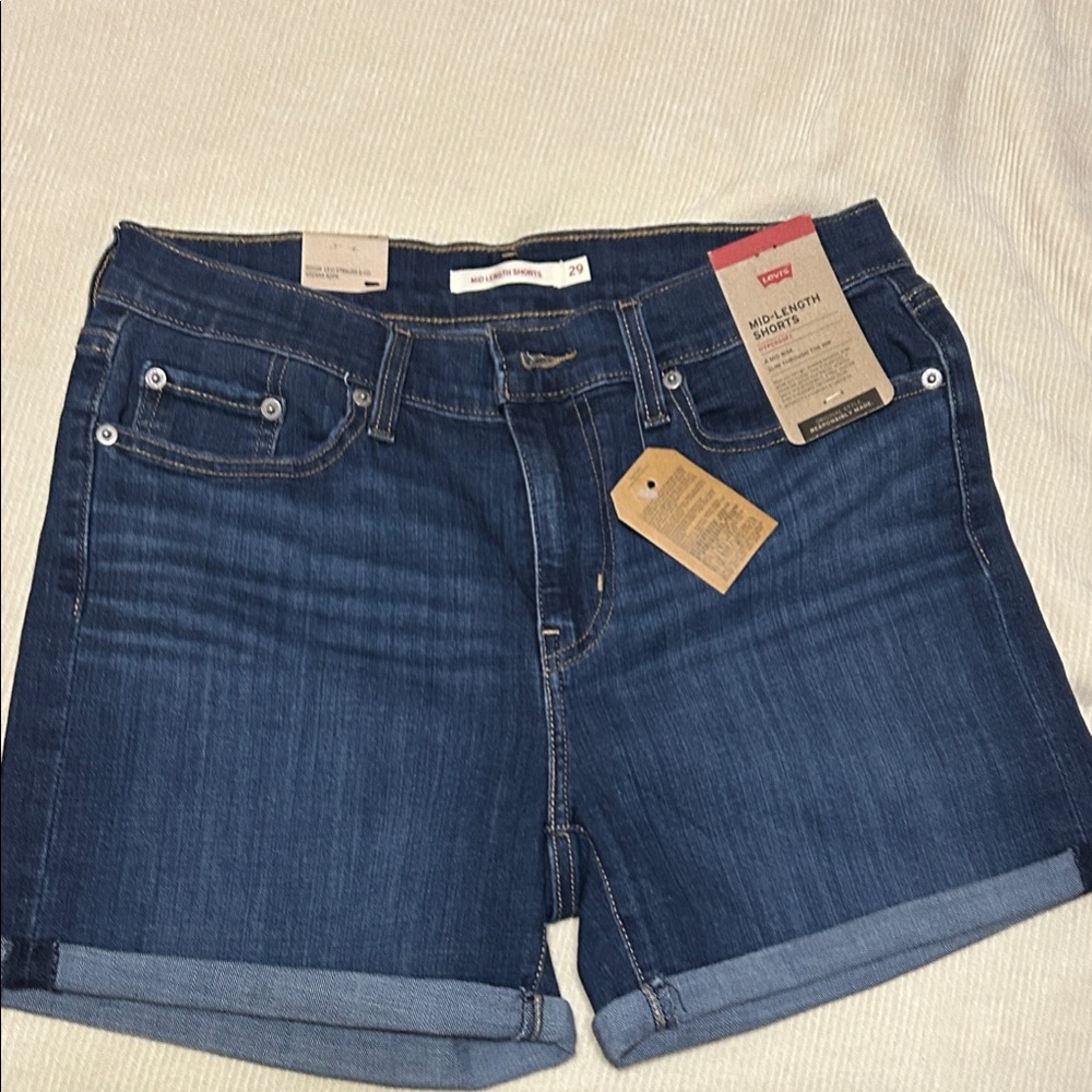 Levi's Mid Length Dark Blue Jean Shorts